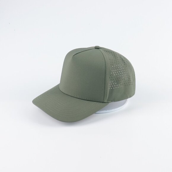 Blank 5 Panel Performance Structured Hats- 12 pack in Color Green - Picture 1 of 7